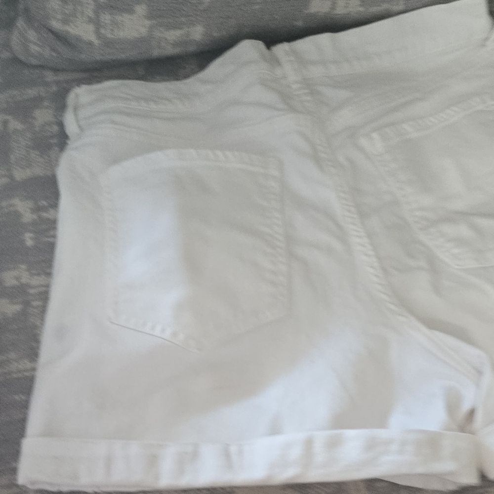 Banana Republic White Jean Shorts High-Waisted Cuffed - Picture 7 of 10